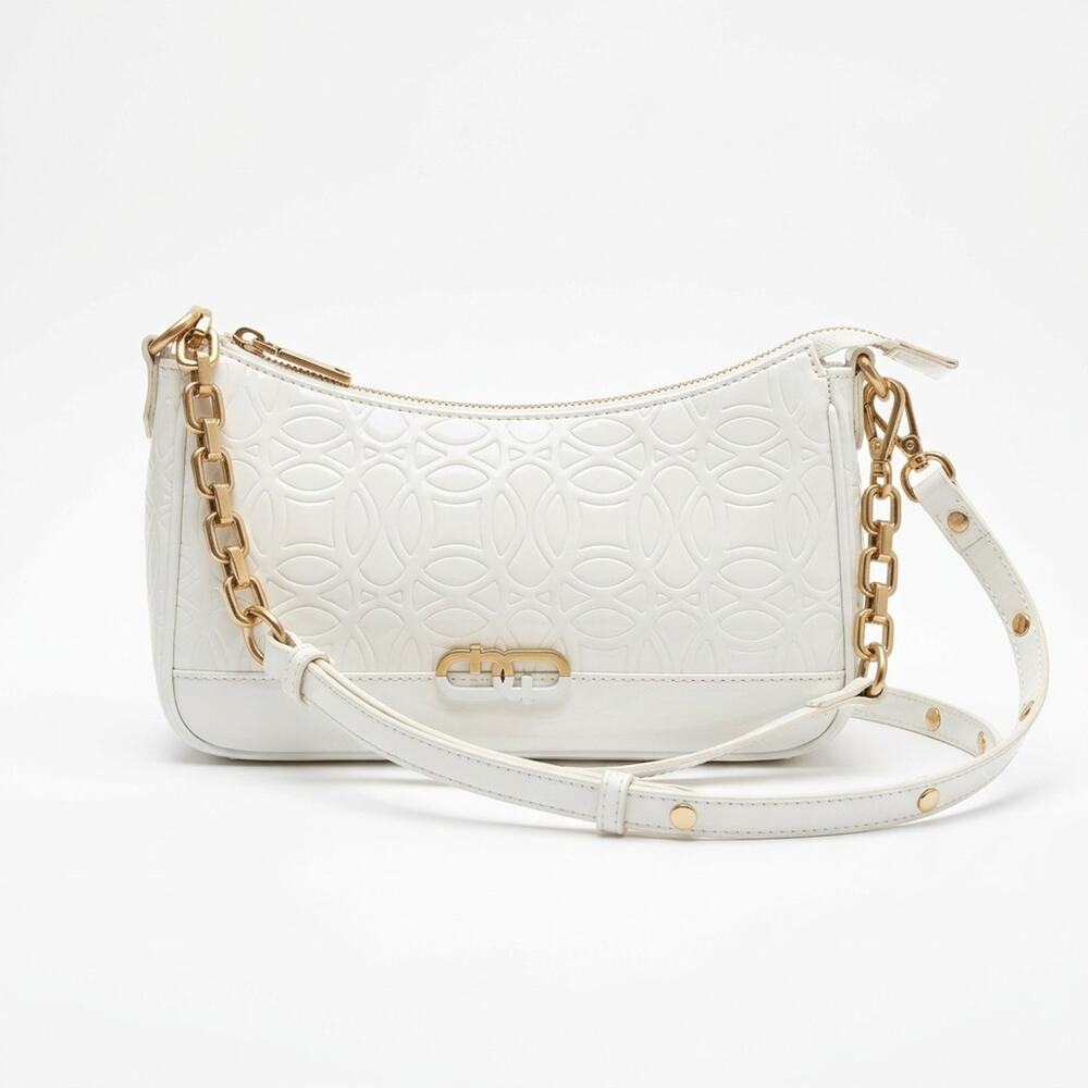 Time and Tru Women'n Pebbled Medium Size White Crossbody HandBag